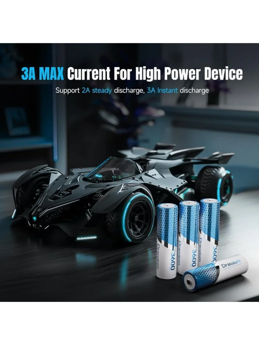 Rechargeable AA Batteries 8-Pack with Charger - Long Lasting 1.5V for Cameras